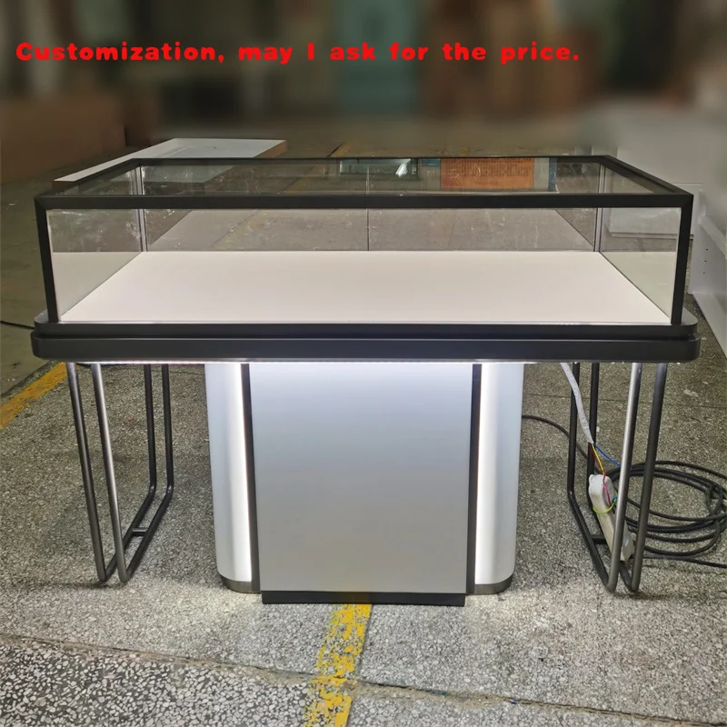 

custom.Luxury White Lacquer Jewelry Display Cabinet Showcase Factory Customized Tempered Glass Jewelry Showcase