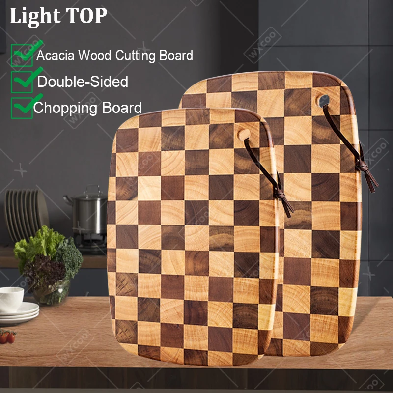 

1pcs Double-Sided Cutting Board Acacia Wood Splicing Checkerboard for Cutting Meat Fruit Vegetable Board Thicken Kitchen Board