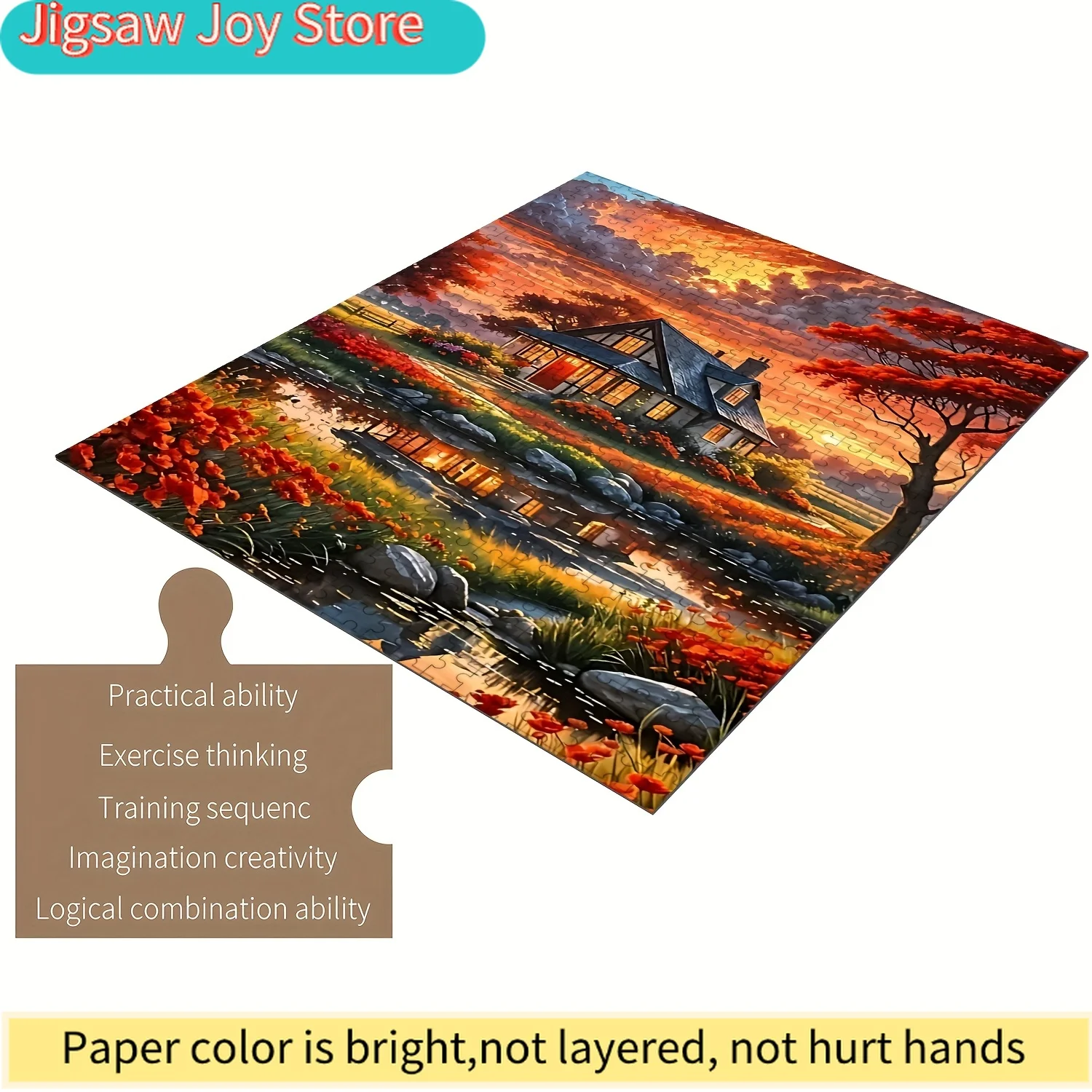 

Offers a Premium Puzzle Designed for Family Fun, Featuring a Beautiful Cottage Sunset Reflection. These Wooden Crafts Ensure