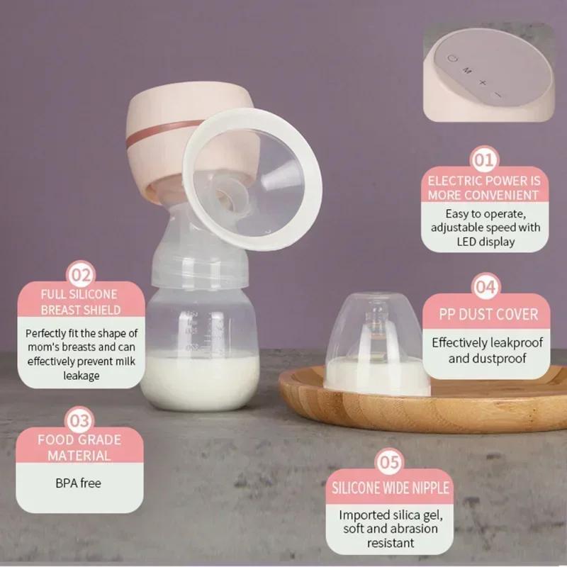 Electric Breast Pump Breast Pump LED Screen Milk Puller for Breastfeeding Low Noise with 180ml Milk Bottle Maternity Products