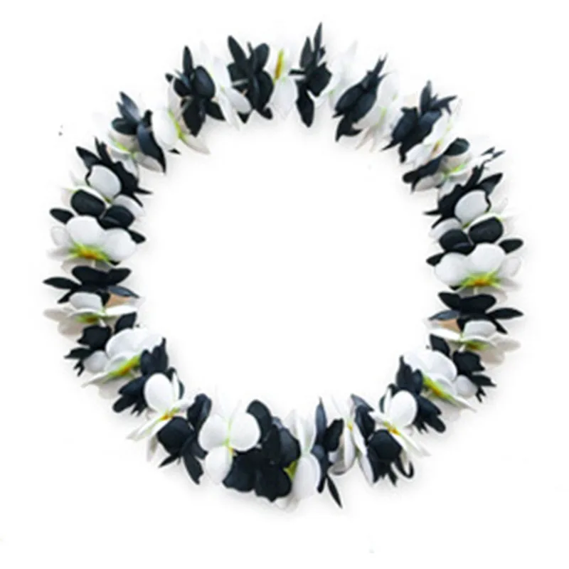 

50pcs children adult artificial hawaiian leis hawaii wreath ring women hawaiian party frlow necklace garland black colorful