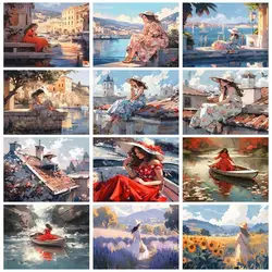 CHENISTORY Picture By Number Vacation Women Kits Home Decor Painting By Numbers Drawing On Canvas HandPainted Art DIY Gift