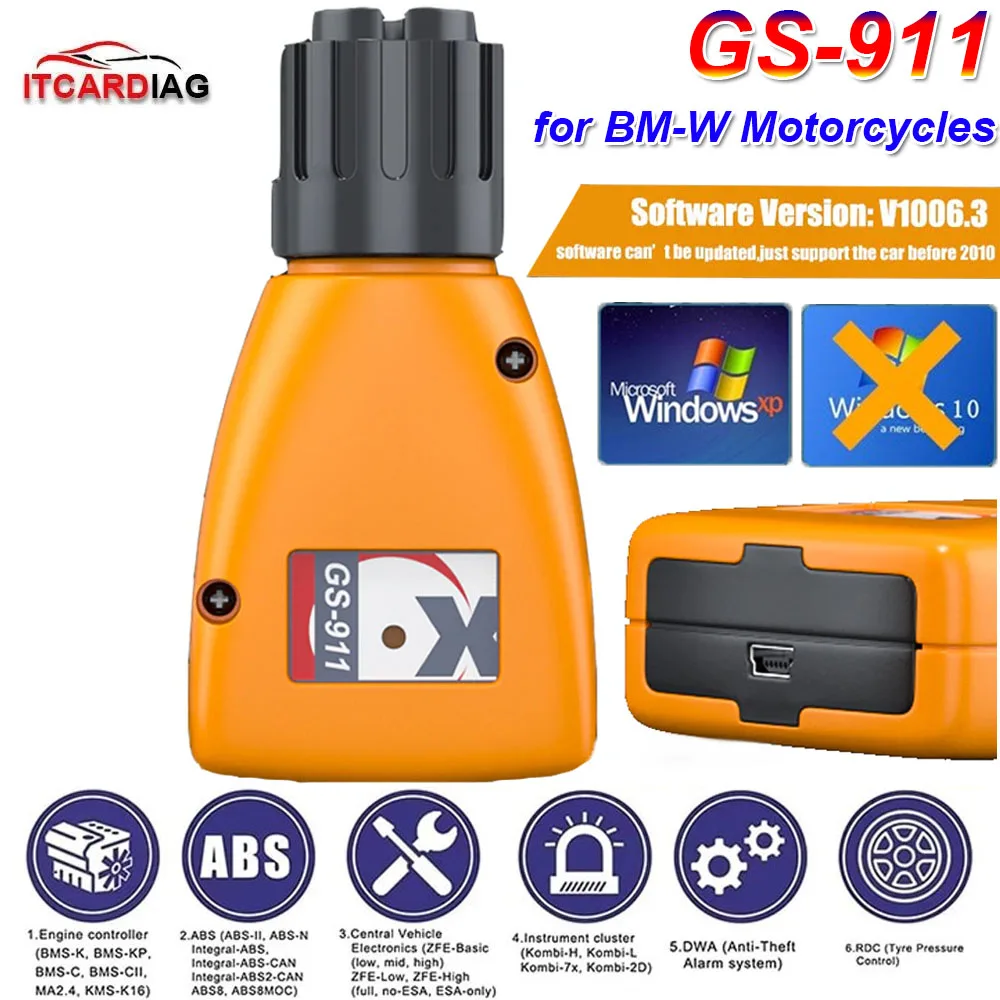 

GS-911 V1006.3 Emergency Diagnostic Tool For B-M-W Motorcycles Code Reader Scanner GS911 OBD2 Diagnos Tool Read/Clear Fault Code