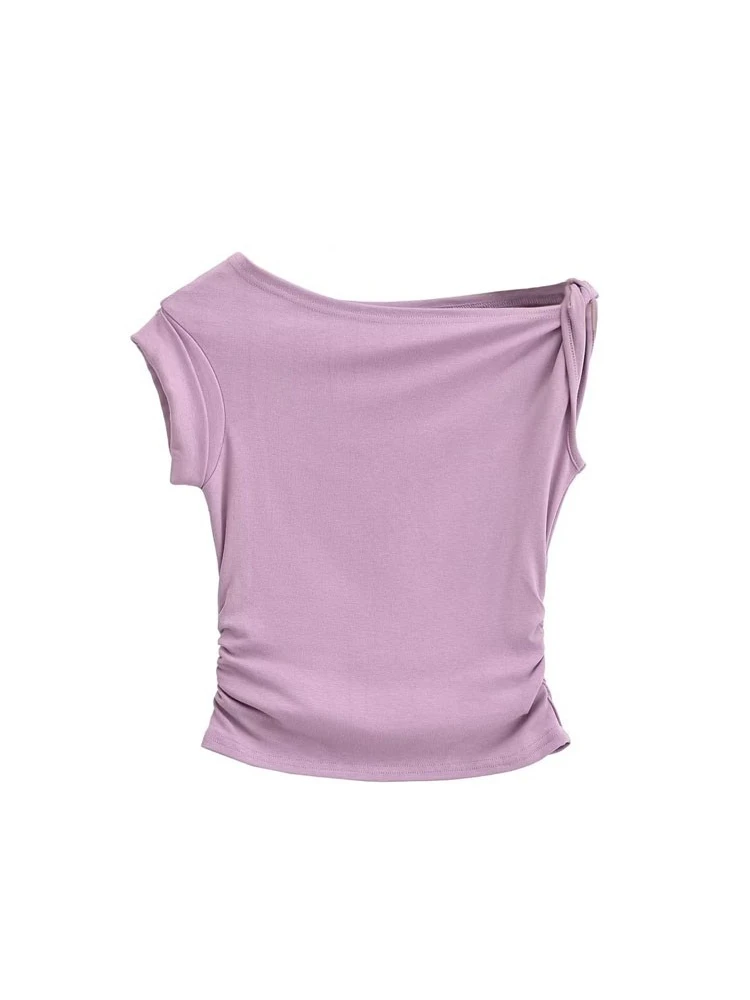 

Сладкий и пряный топ с асимметричным узлом и волнистым узлом, женская футболка с дизайном Sensation Summer Faion Trend Classic Pure C...