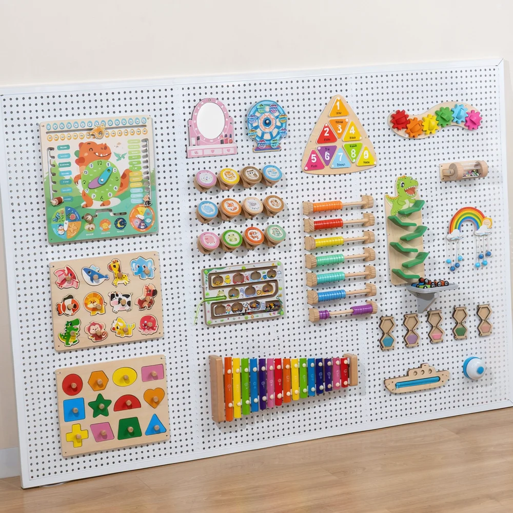 Montessori Busy Board Wood Components Diy Sensory Toys Preschool Educational Activity Material Kindergarten Learning Aids