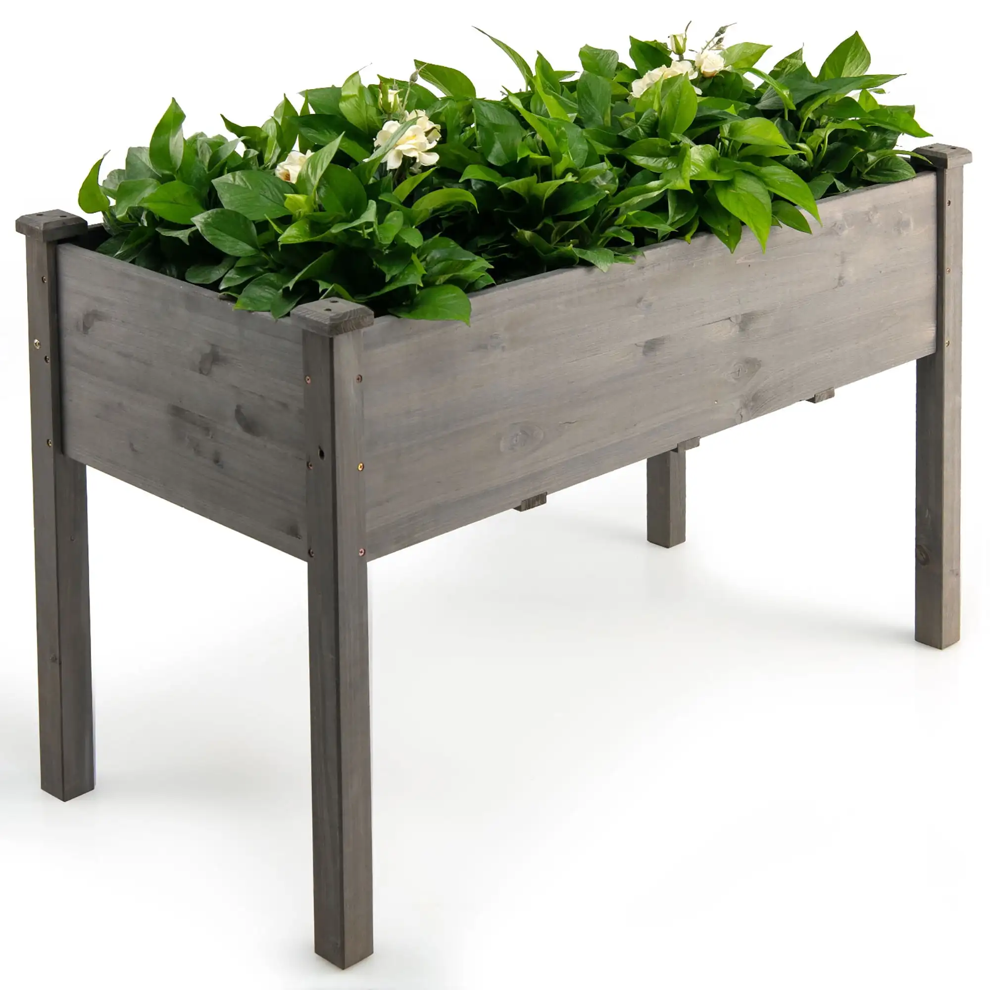 

Wooden Raised Vegetable Garden Bed Elevated Grow Vegetable Planter Grey