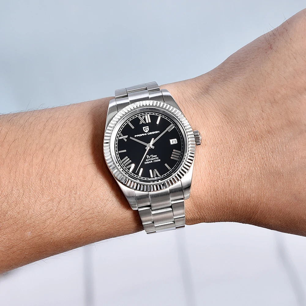 PAGANI DESIGN الساعات الفاخرة التلقائية الميكانيكية ساعة رجالي NH35 الرياضة الفولاذ المقاوم للصدأ التقويم الياقوت كريستال ساعة بسيطة #2