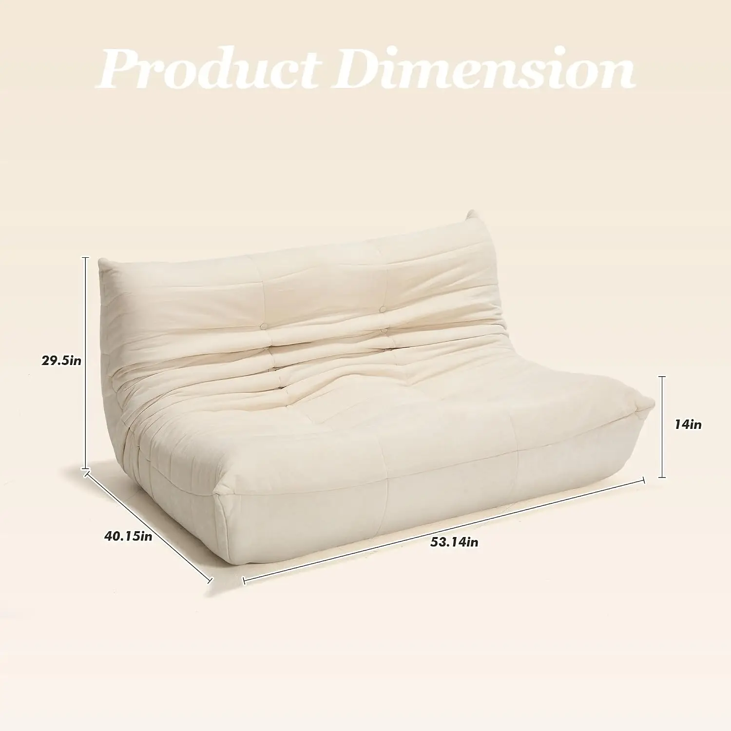 Giant Bean Bag Chair, Oversized 2 Seater Memory Foam Lazy Togo Sofa, Fireside Floor Couch for Living Room, Bedroom,, Customized