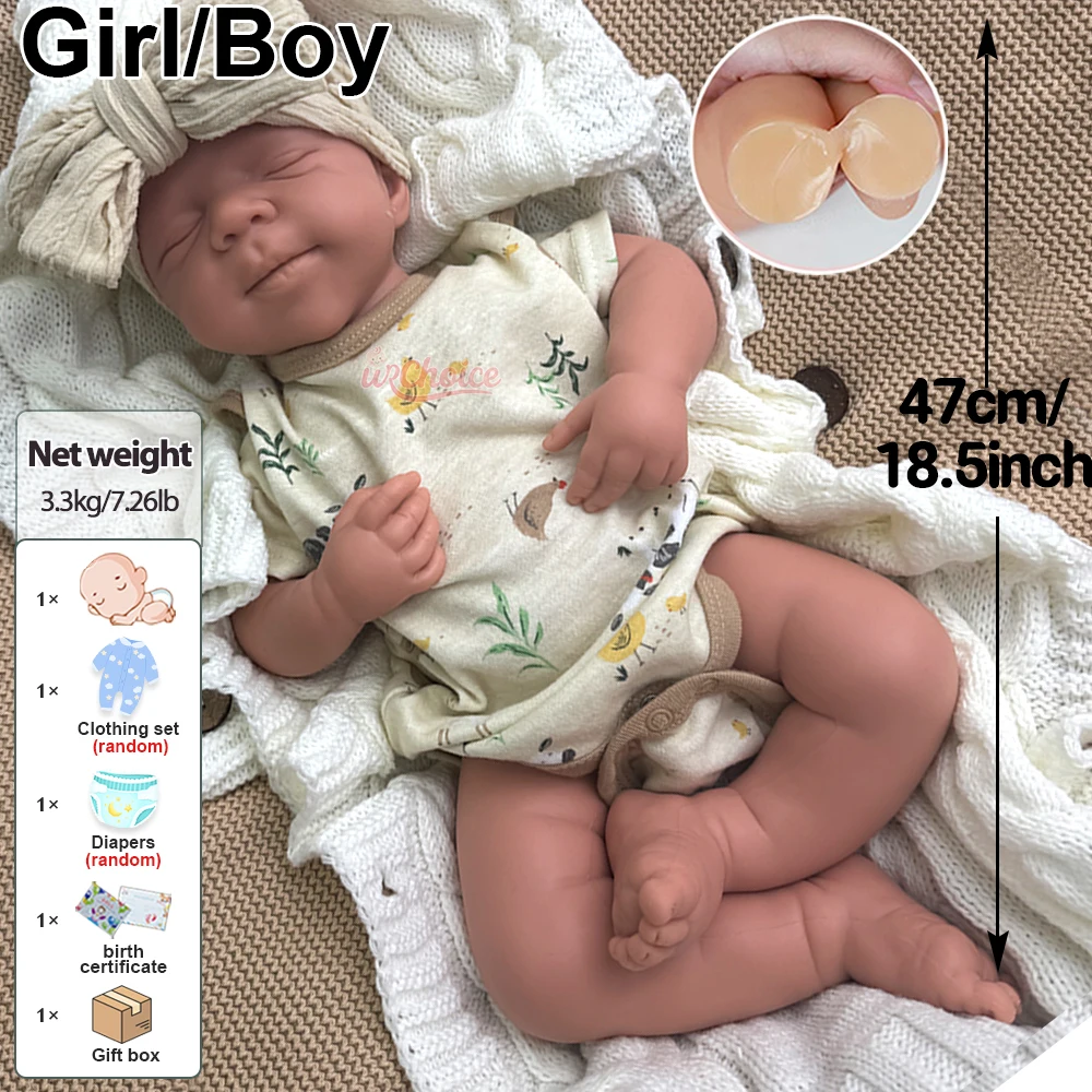 Boneca não pintada 19inch Pascale Baby Girl / Boy Full Soft Silicone Reborn Boneca Custom Washable Blank Bebe para Artista Pintor Presente