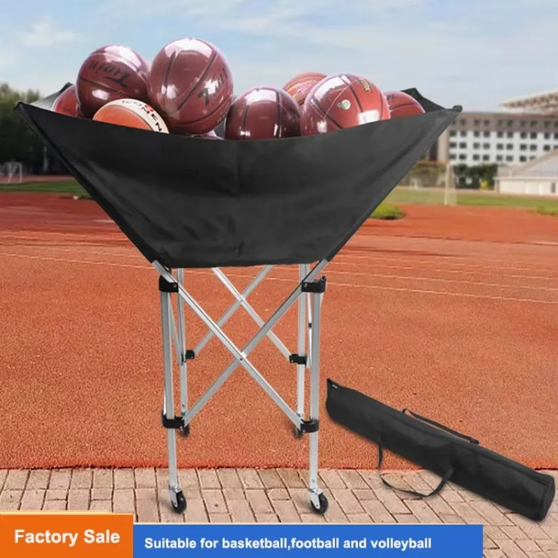 Custom Color Aluminum Basketball Volleyball Football Sports Equipment Portable Foldable Training Ball Cart with Wheels view 4