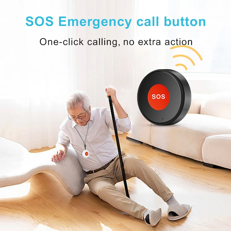 Tuya WiFi SOS Emergency Panic Button Black Color Designed For The Elderly Patient Built-In Rechargeable Battery Smart Life APP