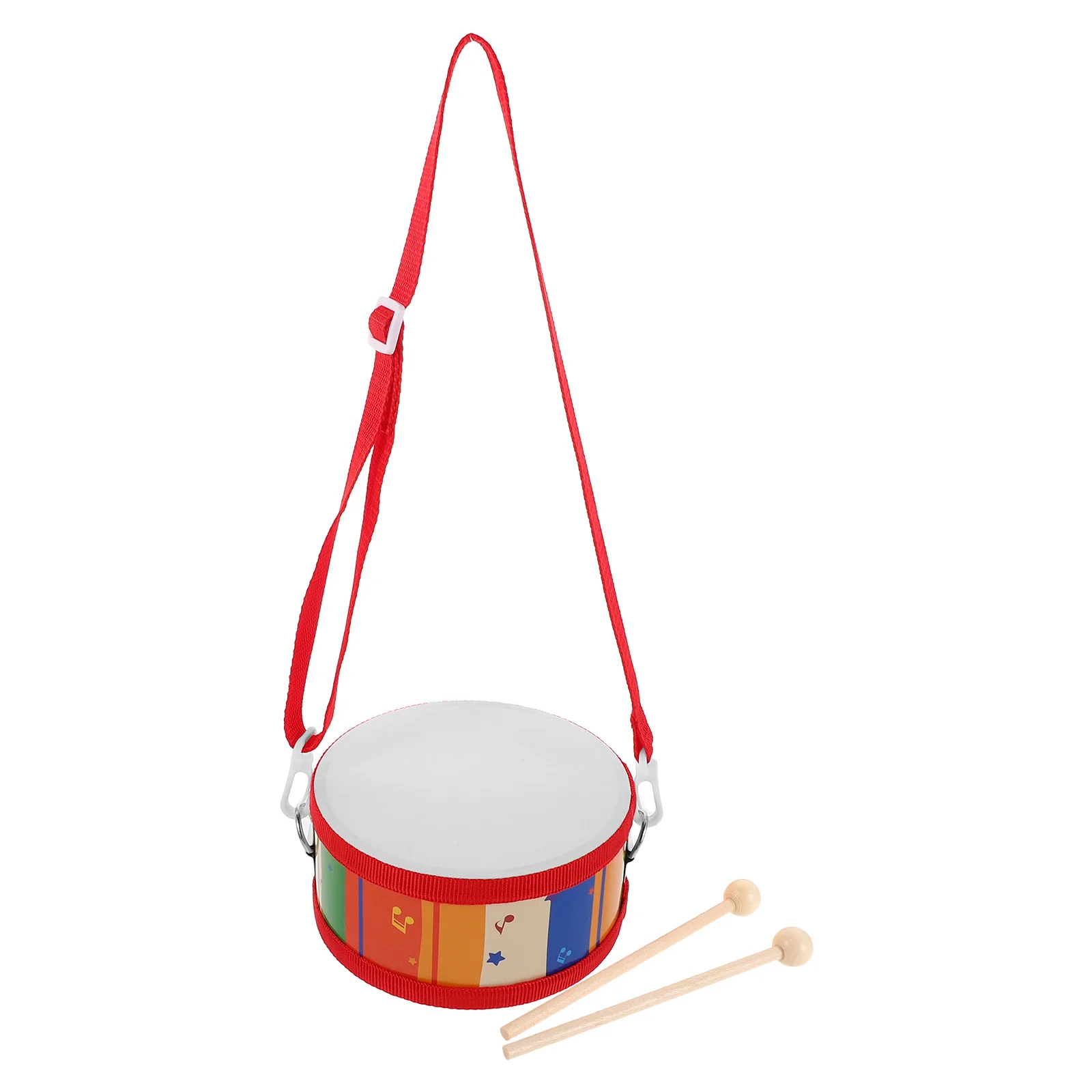 

Kids Double-Sided Hand Drum Wooden Percussion Instrument For Toddlers With Mallets Adjustable Strap Orff Education