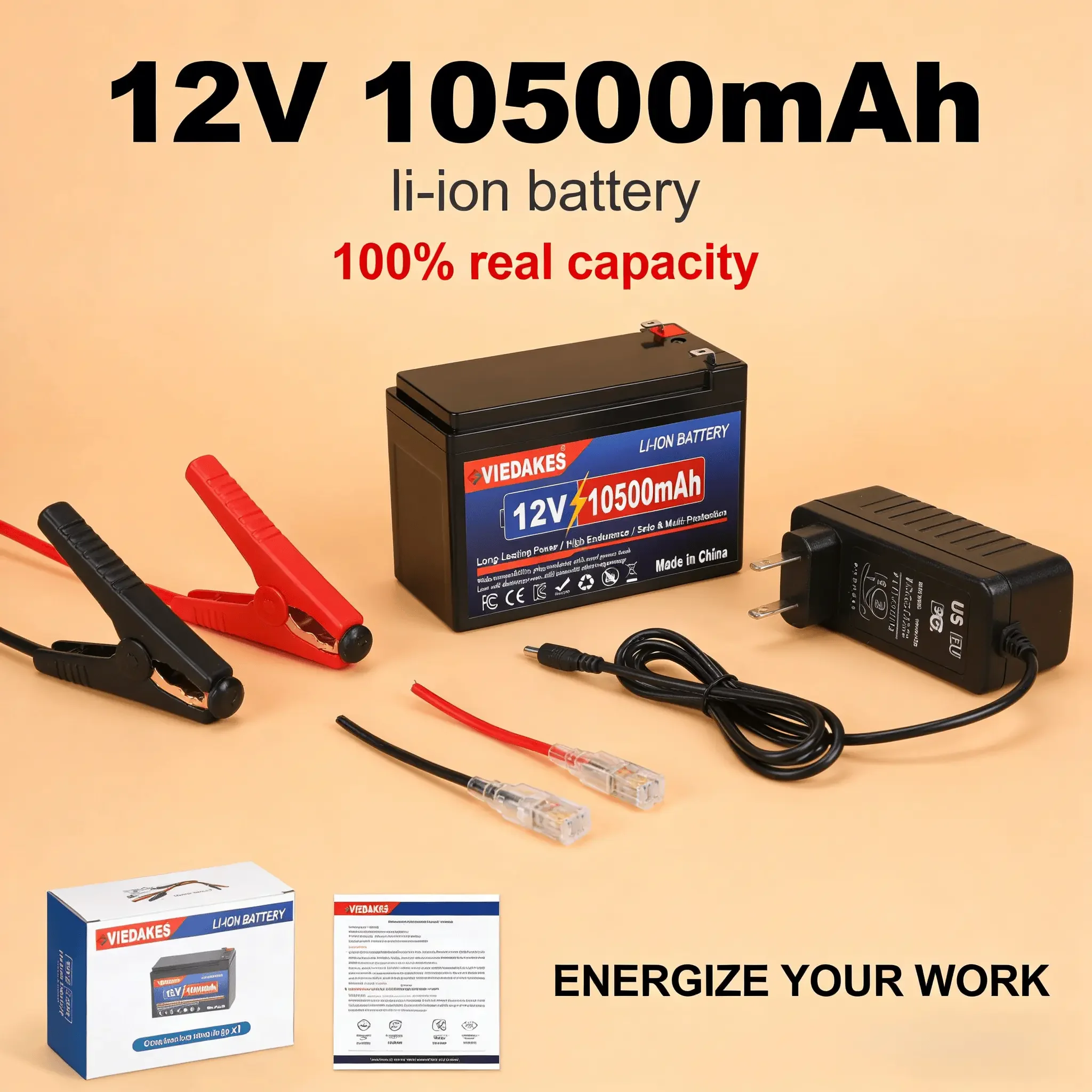 

100% Real Capacity 12V 10500mAh Lithium Battery Shockproof Li-ion Pack for Camping Scooter Hunting Gear Outdoor Trip