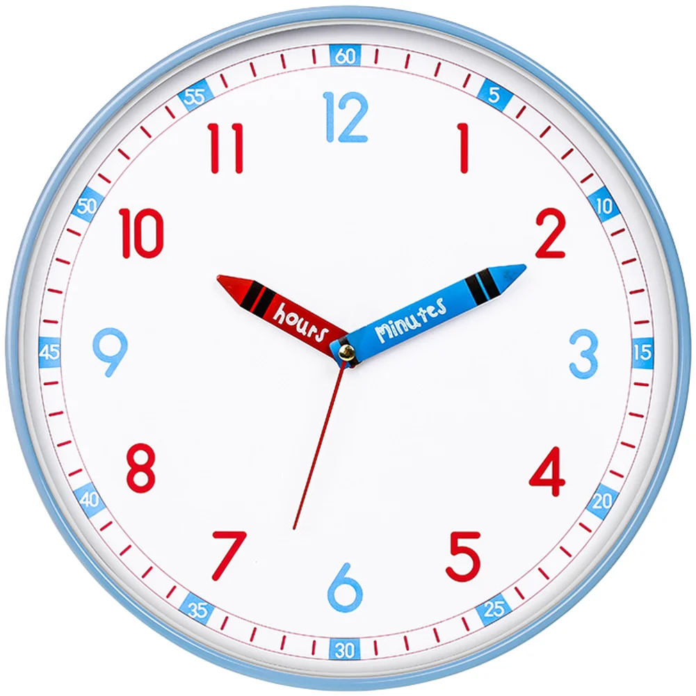 Pastel Colored For educational Wall Clock for Silent Operation Easy Mounting No Drilling 25cm Plastic and Mineral Glass