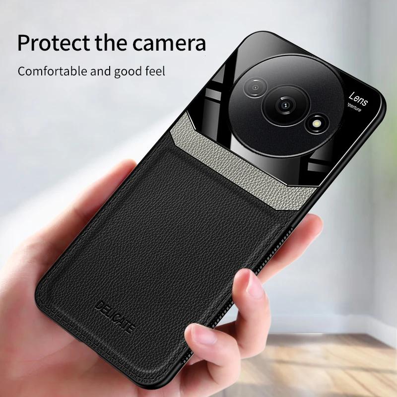 Camera Full Lens Protection For Redmi A3X A1 A2 A4 5G A5 4G Shockproof Silicone PU Leather Phone Case Soft Back Cover Cases