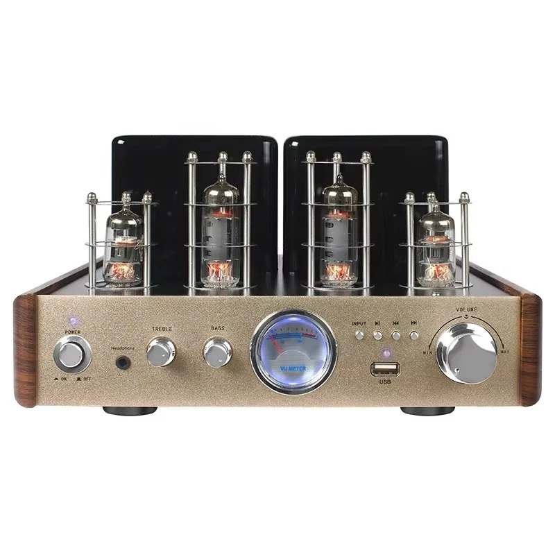 60W HiFi Audio Mini Vacuum Tube Home Amplifier 2.0 Channel 3.5mm Headphone Jack Subwoofer Ready