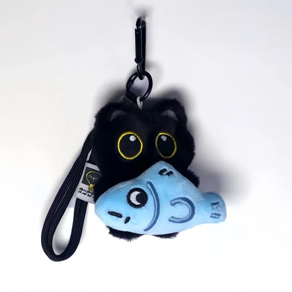 Kawaii Black Cat Plush Keychains Doll Pendant Cuddly Kitten Key Chain Ins Plush Keyring Doll for Boy Girl Cute Brithday Toy Gift