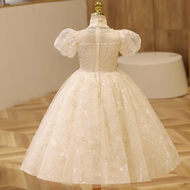 Baby Meisjes Prinses Witte Pailletten Kralen Baljurk Party Dress Brithday Wedding Jurken Kinderen Kleding