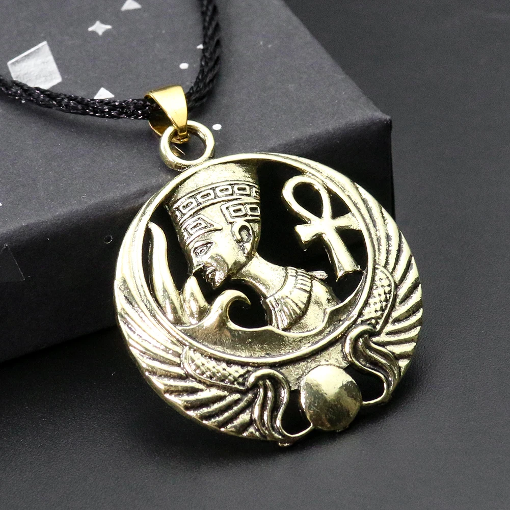 نفرتيتي عنخ قلادة الملكة المصرية صورة أتون فرعون قلادة مصر القديمة را الشمس الله T الصليب تميمة امرأة مجوهرات هدية