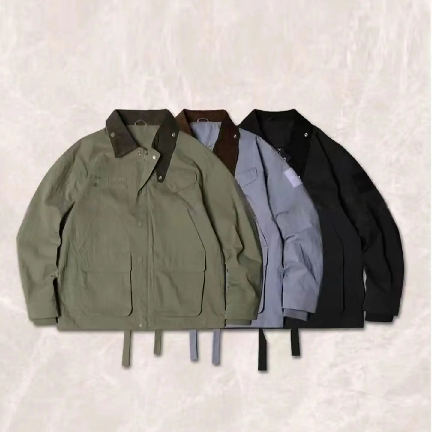 

2025 autumn American style retro loose jacket jacket lapel couple workwear men's new retro casual top