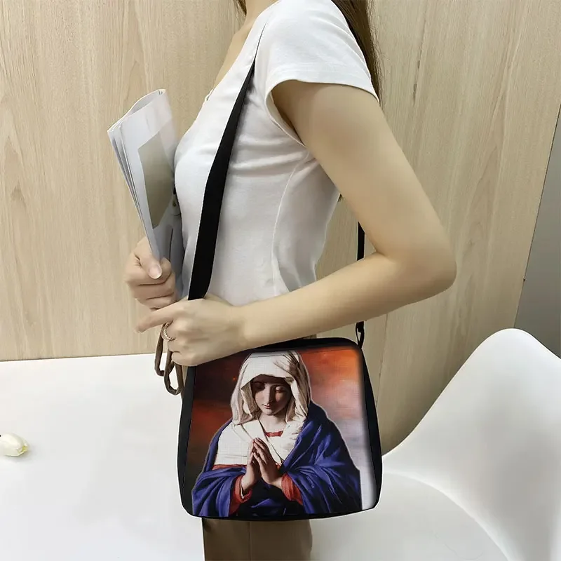 Vintage Jesus/Holy Mary Printed Handbag Ladies Fashion Shopping Bag Shoulder Strap Adjustable Length Shoulder Bag Tote Bag