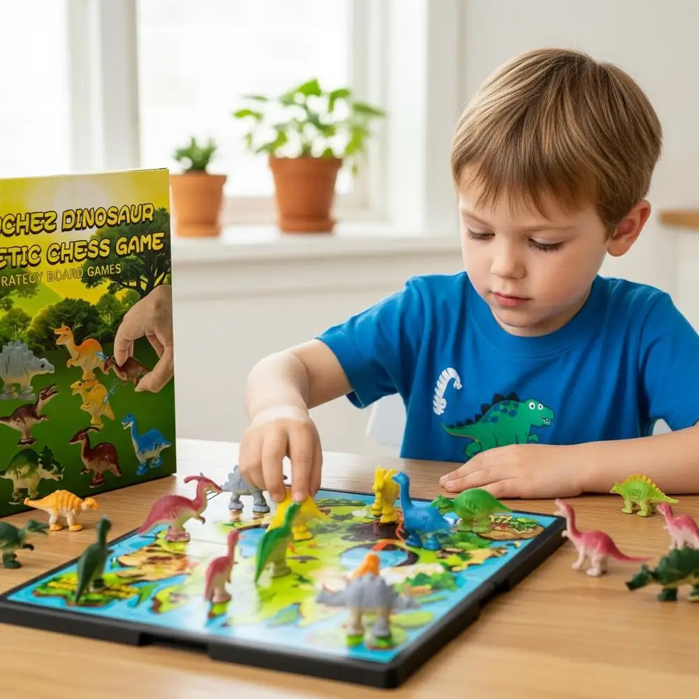 

Магнитный шахматный набор динозавров в стиле карты, обучающие стратегические игры для мозга, развивающие интерактивные игрушки, подарок для детей