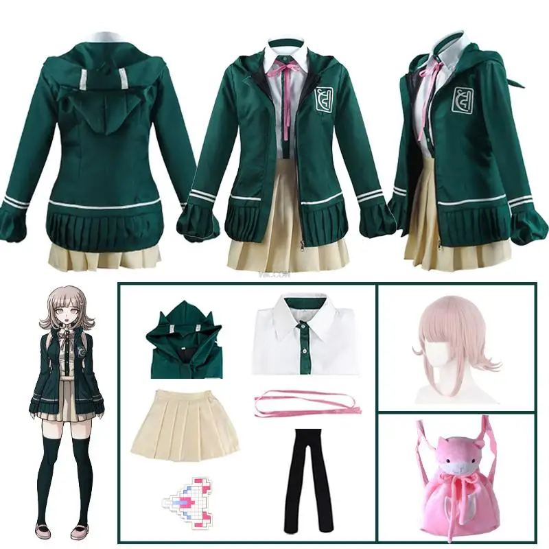 

Anime Danganronpa Nanami ChiaKi Cosplay Costume Nanami ChiaKi Wig High School Students Full Costume Uniform Jacket Short Skirt