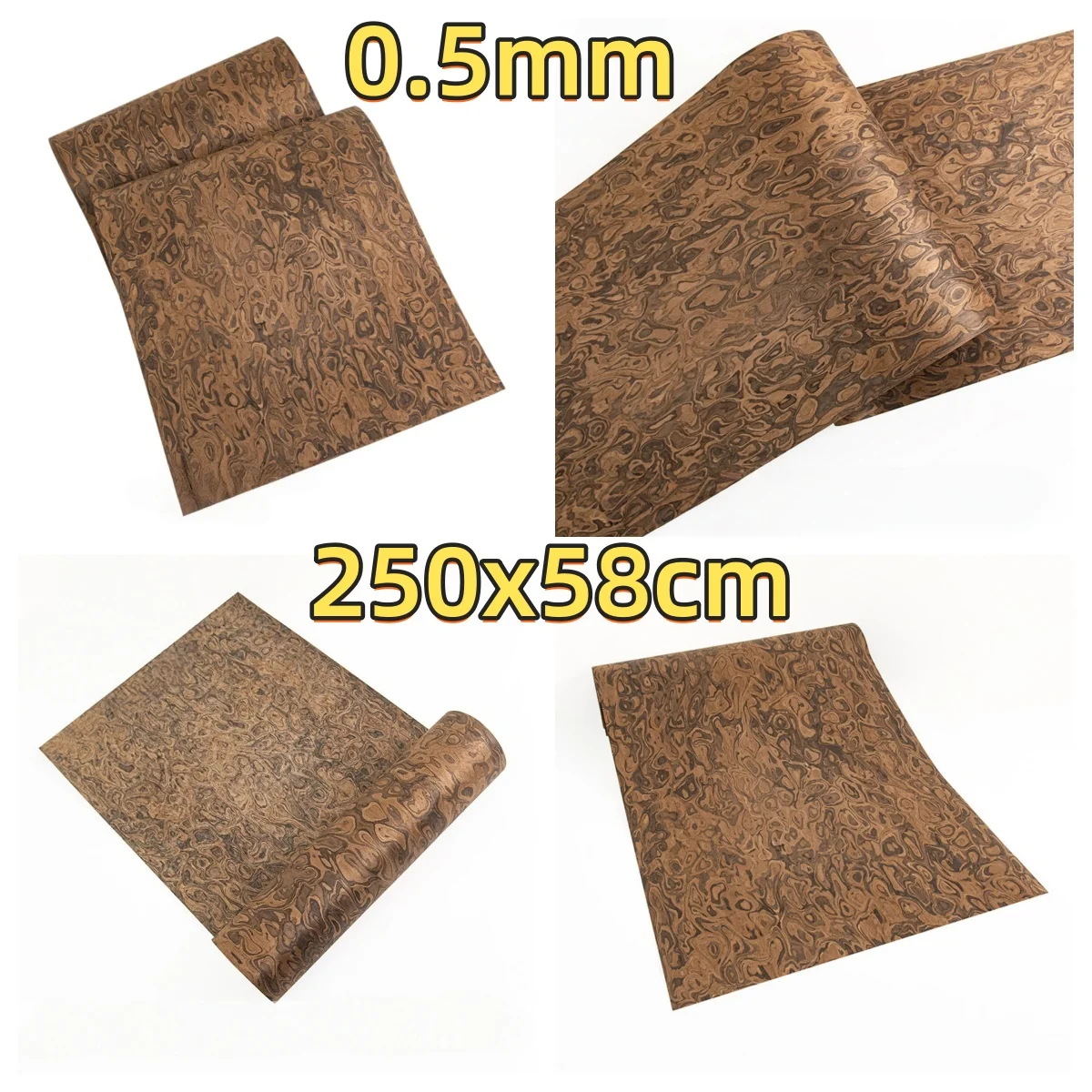 

Tech Chocolate Wood Veneer 0.4-0.5mm – 250x58cm Engineered Veneer Sheet for Display Case (Backing Non-woven Fabric)