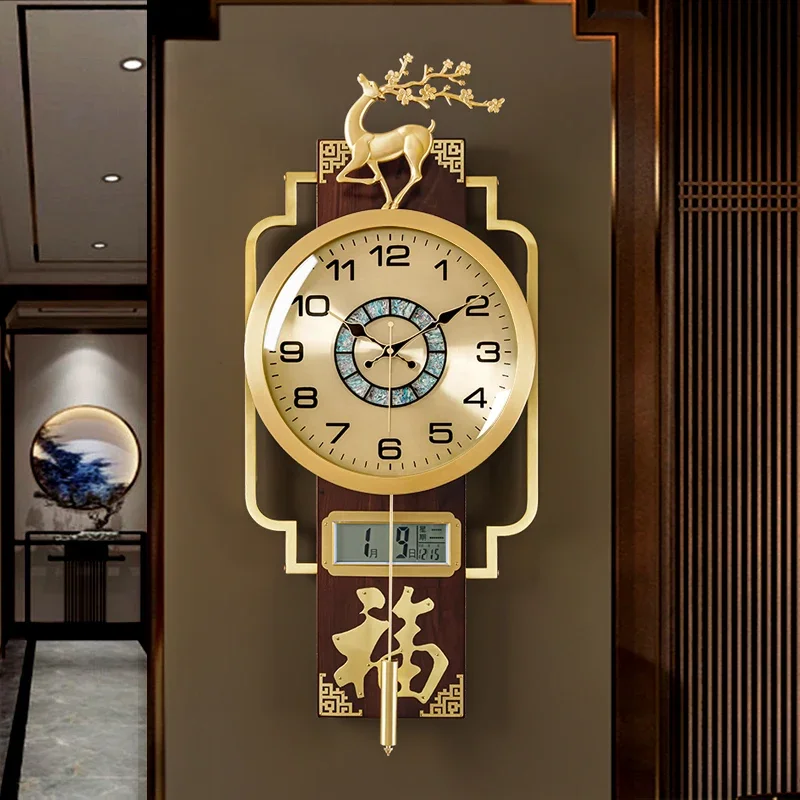 

New Chinese Brass Clock Chinese Style Decorative Wall Clock Household