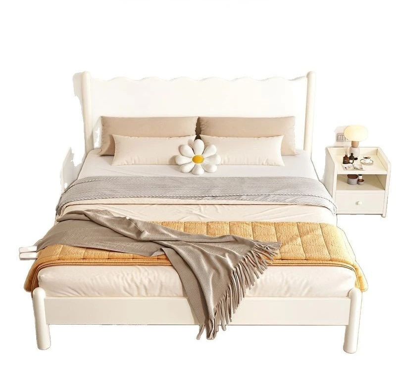 

Solid wood bed, modern, simple, home, master bedroom, Nordic, small apartment