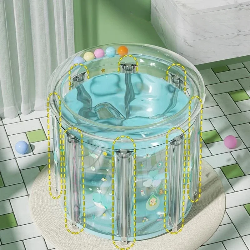 

Inflatable Transparent Children Swimming Pool Thickened Folding Bath Bucket Baby Indoor Bathing