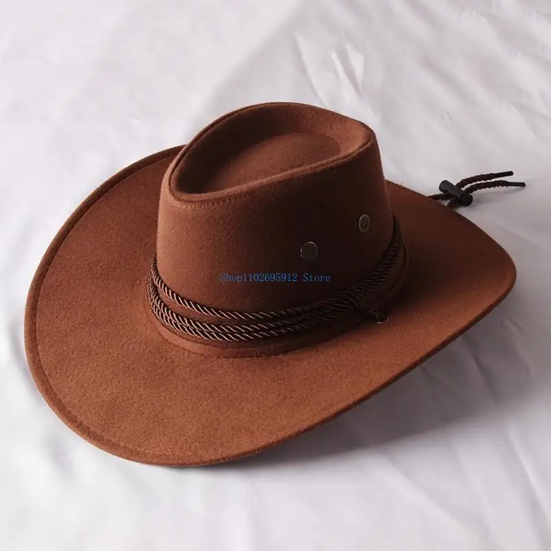 

N7YE Fashion Western Cowboy Hat Casual Wide Brim Hat Warm for Street Strolling