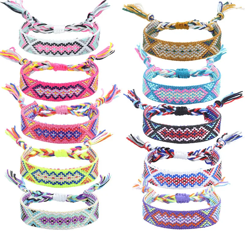 Woven Friendship Bracelets Set Guatemalan Braided Rope Bracelet Pack Adjustable Tassel Boho Summer Beach Surf Jewelry Unisex