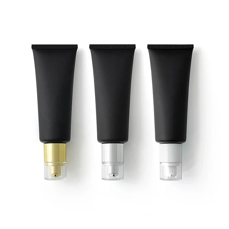

100ML X 50 Black Matte Makeup Squeeze Bottle 100g Empty Facial Cleanser Container Skin Care Lotion Packaging Plastic Soft Tube