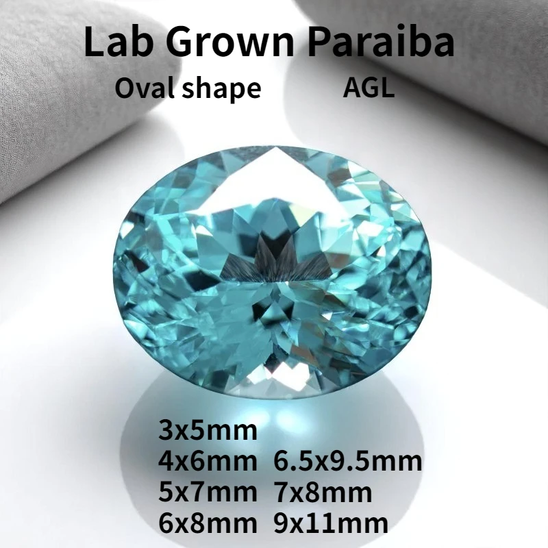

L-Lab Grown Paraiba Oval Cut Size 3x5-9x11mm VVS1 Charms Diy Advanced Jewelry Making Materials Selectable Certificate