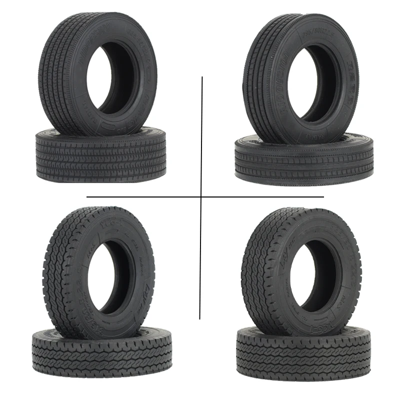 Simulation Black Rubber Anti-skid Tires for 1/14 Tamiya RC Truck Car Scania BENZ VOLVO MAN Diy Parts Toys