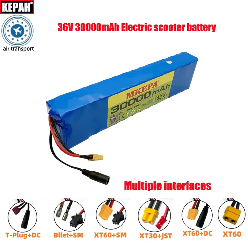 10S3P 36V 30Ah Lithium electric scooter battery pack,For Kugoo S2 / S3 / S4 / M2,etc,,equipped with BMS，Balanced charging XT30