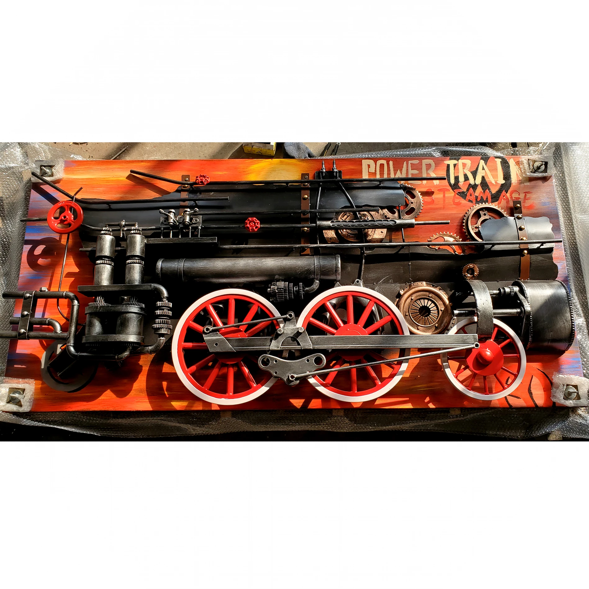 

@#Loft Industrial Decoration Train Painting Steam Locomotive Iron Art Heavy Metal Wall Decoration Bar Restaurant Internet Cafe