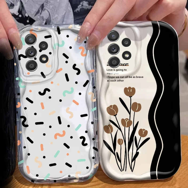 

Flower Letters Art Design Luxury For Samsung A55 A54 A53 A52 A35 A34 A33 A32 A25 A24 A23 A22 A21S A15 A13 A14 5G Wave Oil Cover