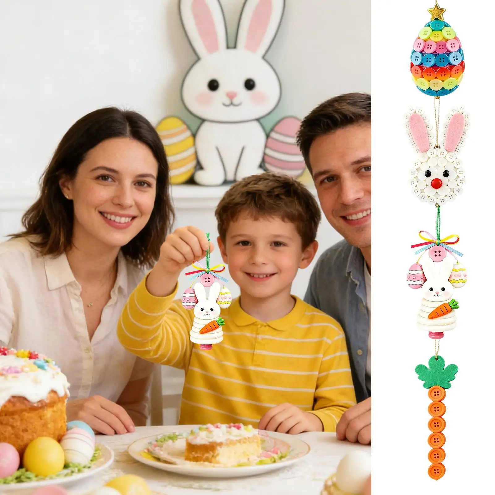 Kits d'artisanat d'ornement de boutons, lapin de pâques, décoration de maison amusante, Kits d'artisanat faits à la main pour tous âges, pour adultes, enfants, salon, chambre à coucher