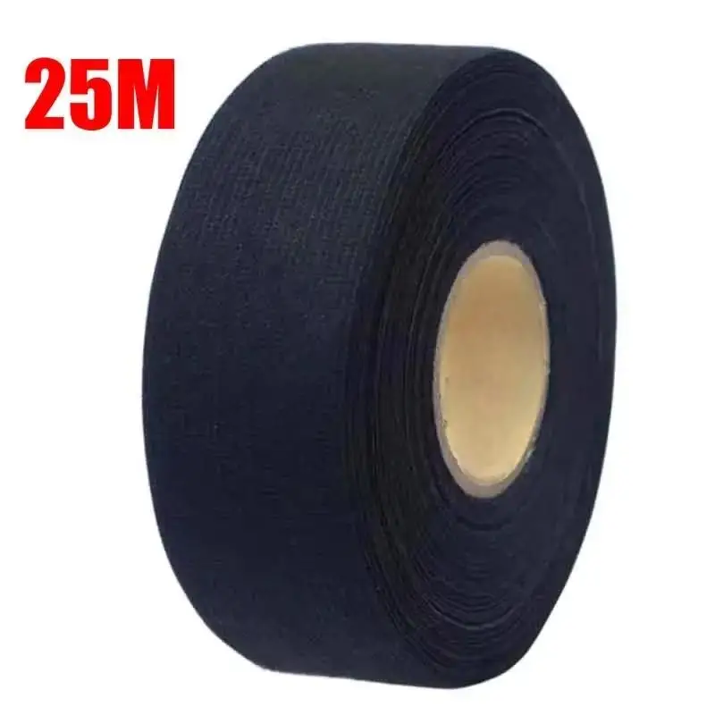 A Roll 25M Adhesive Cloth Fabric Tape Cable Looms Wiring Harness For Car Auto Black Wiring Harness image 2