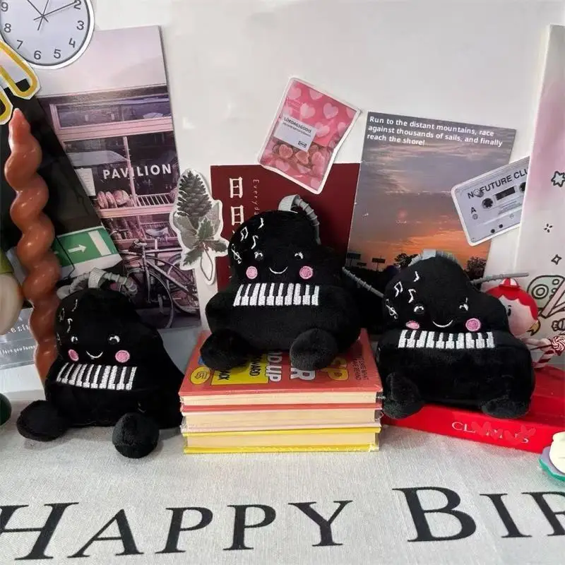 1/2 個かわいい面白い黒赤面ピアノぬいぐるみおもちゃキーホルダーペンダントバッグチャームバックパック吊り飾りガーリーキーリングギフト
