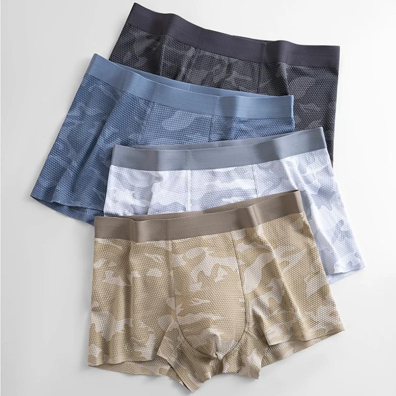 

Mens Boxers Summer Mesh Screen Male Ice Silk Underwear Breathable Seamless Men's Panties Mid-Rise Boxer Shorts Cool Underpants