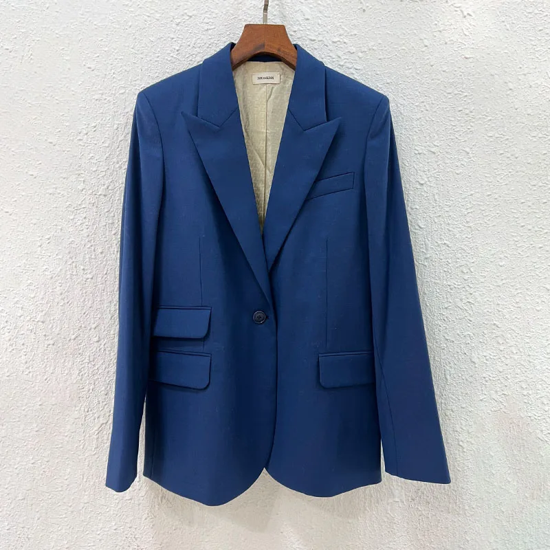 

Zadig Causal Blazers Women Chic Button Pocket Causal Solid Elegant Blazer Suits Female Office Lady Classy Blue Suit Coats Tops