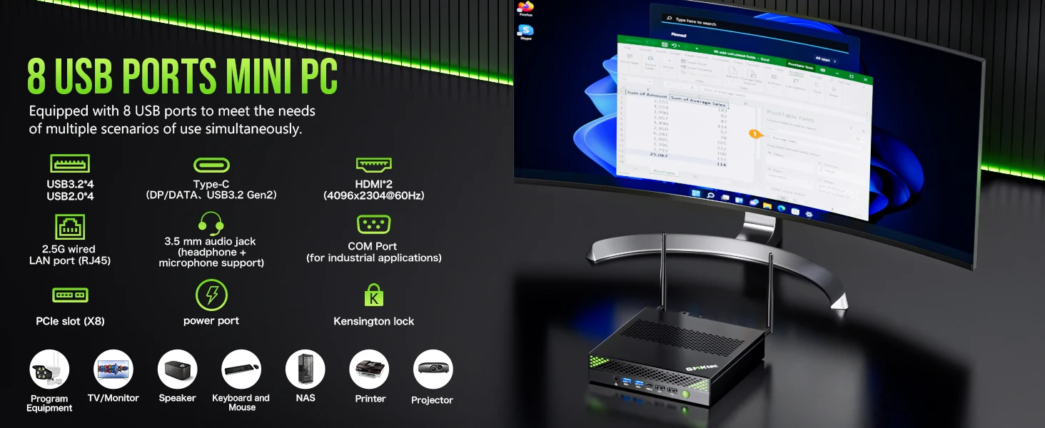 GMKtec K10 Mini PC Workstation Intel Core i9-13900HK DDR5 5200MT/s 3*M.2 SSD NVMe Rich Interface 8*USB WiFi6 BT5.2 Office PC