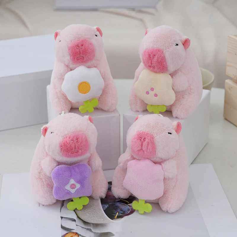 Cute Capibara Plush Toy Cartoon Guinea Pig Pendant Stuffed Doll Keychain Plush Toy Doll Backpack Bag Key Ring Decor Kid Gift