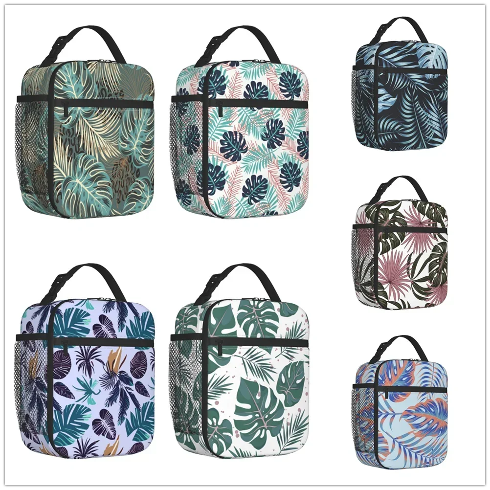 

Palm Leaves Pattern Insulated Thermal Bag Lunch bag Foods Drink Storage Leakproof Picnic Camping Bags Outdoor Box beach