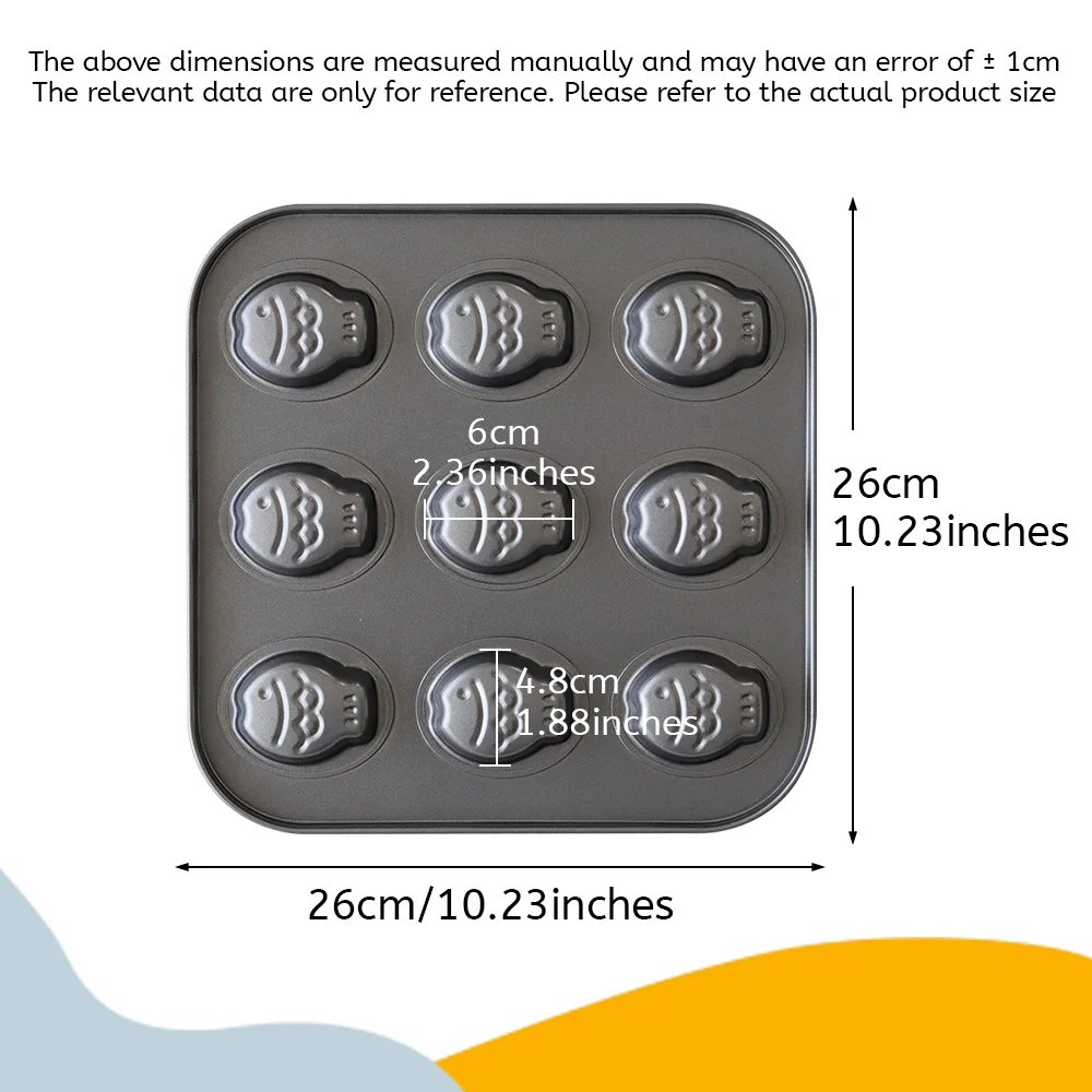 Mini moule à gâteau en acier inoxydable, moule à madeleine, moule à strass antiadhésif, moule à pâtisserie en forme de poisson, moule à strass en métal, 9 tasses