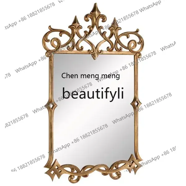 N178 GEuropean carved dressing, bedroom, living room decorative mirror, American entrance, retro bathroom mirror