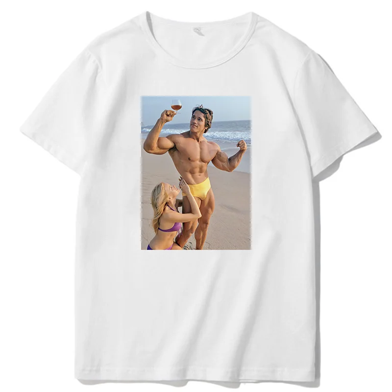 Summer men\'s Short Sleeve t-shirt Arnold Schwarzenegger Olympia Bodybuilding Retro Harajuku Graphic T Shirts Men Clothing